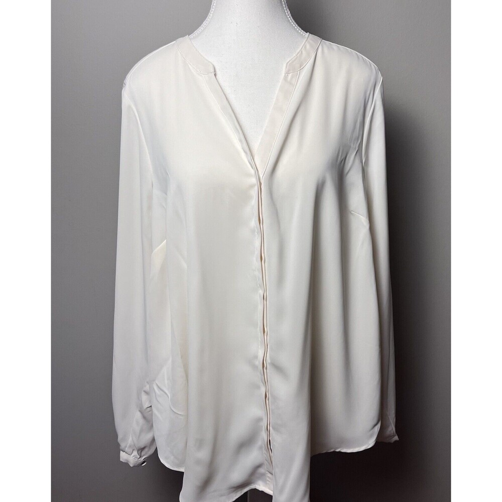 Torrid Women's 1X Ivory Blouse Workwear Tunic Semi-Sheer Lightweight Long Sleeve